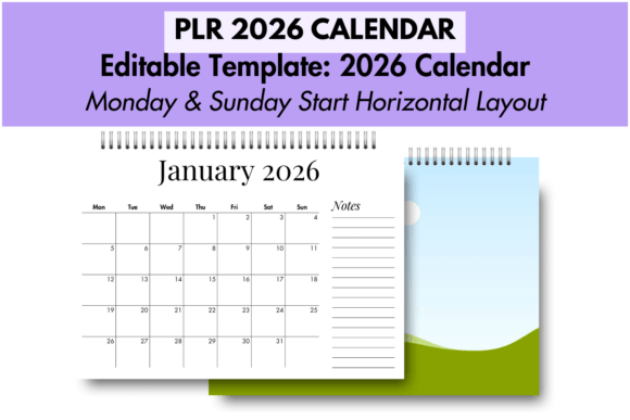 Download PLR Canva Template 2026 Calendar - Calendar Collection
