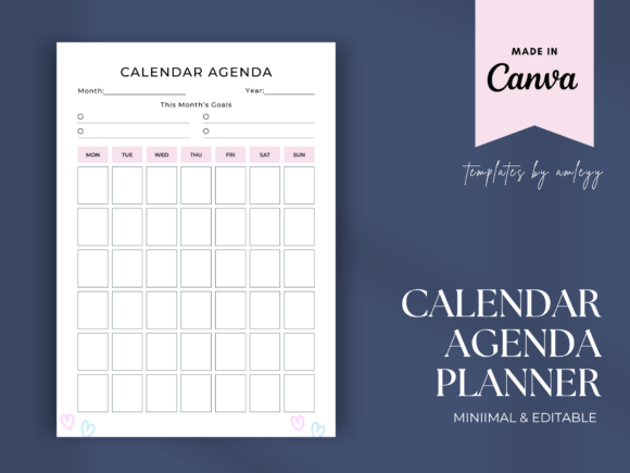 Download Monthly Calendar Agenda Template Undated - Calendar Collection