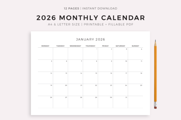 Download 2026 Monthly Calendar Landscape - Calendar Collection