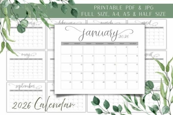 Download 2026 Calendar |12 Month Planner - Calendar Collection