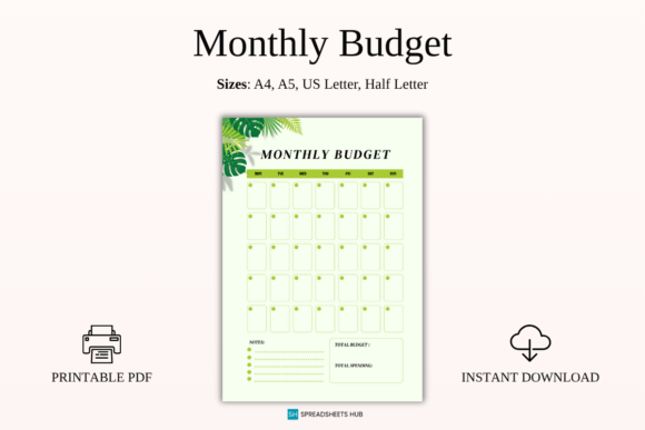 Download Tropical Monthly Budget Calendar PDF - Calendar Collection